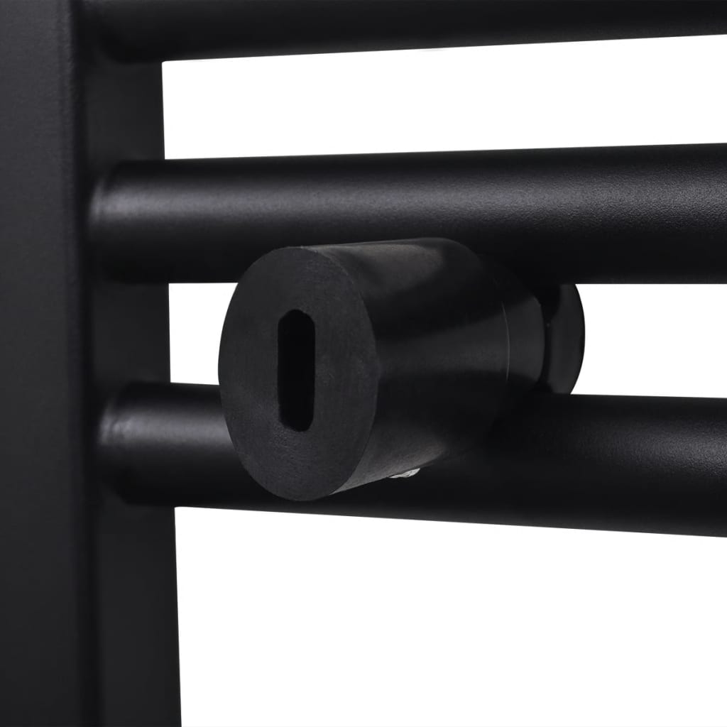 Ívelt fekete törölközőszárító radiátor központi fűtéssel 500 x 764 mm