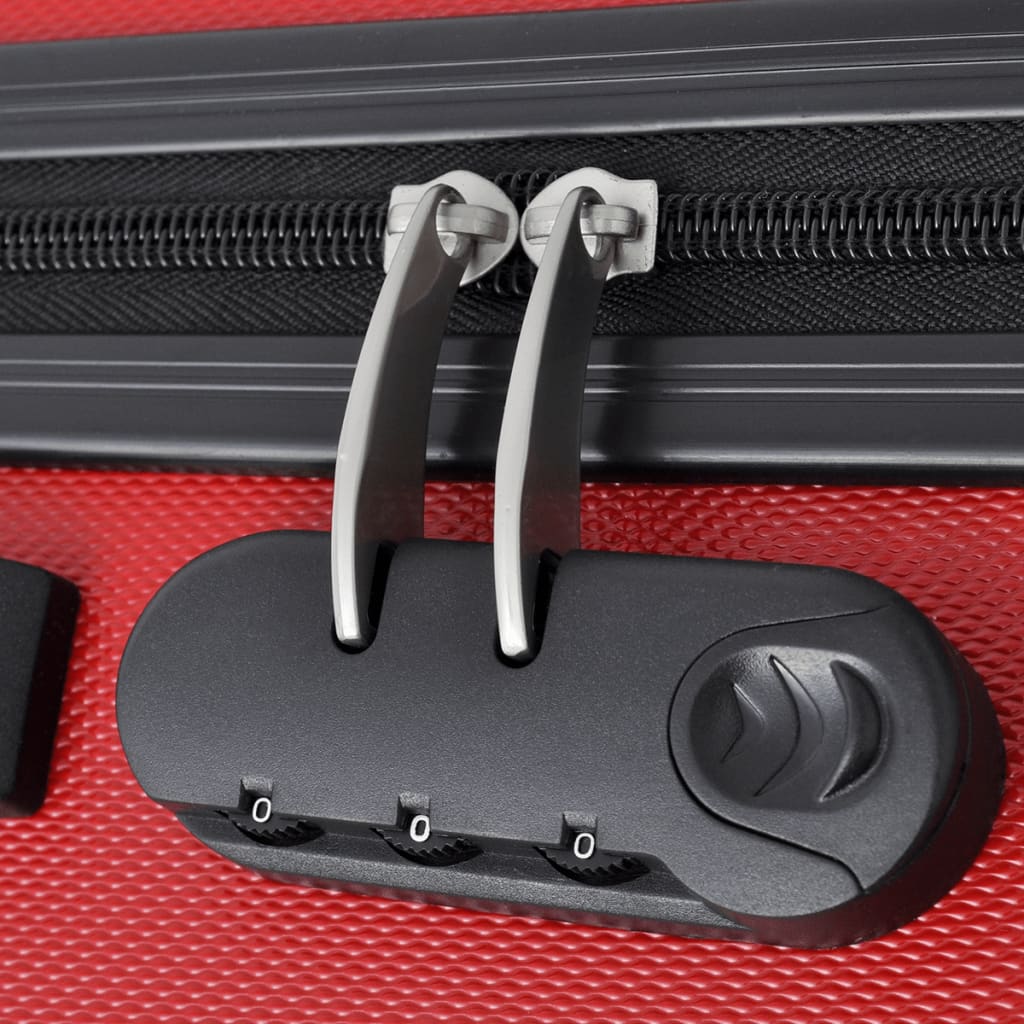 3 darabos piros húzható kemény bőrönd szett 45,5/55/66 cm