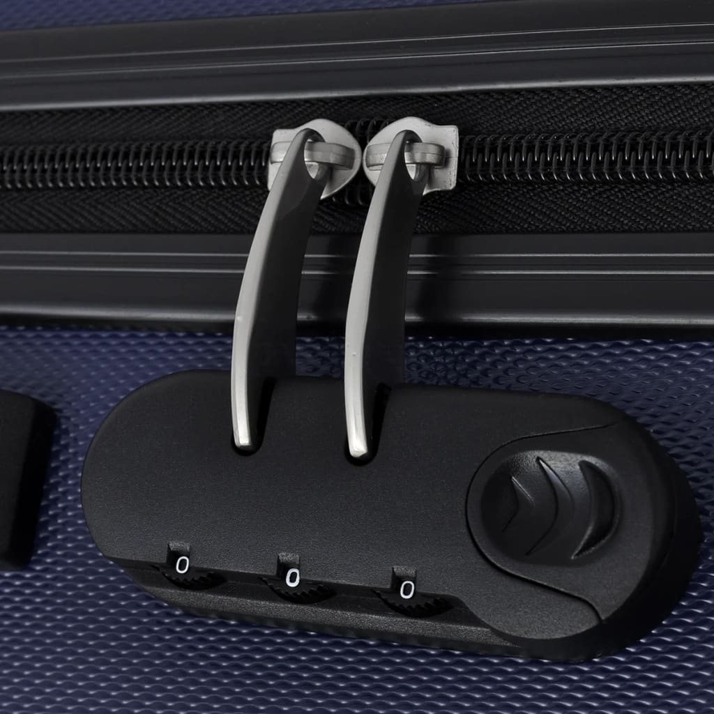 3 darabos kék húzható kemény bőrönd szett 45,5/55/66 cm