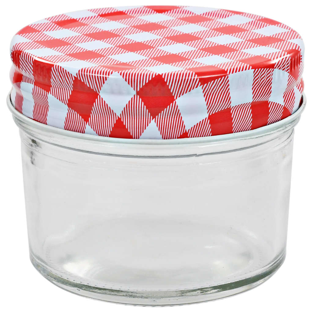 96 db 110 ml-es befőttesüveg piros-fehér tetővel