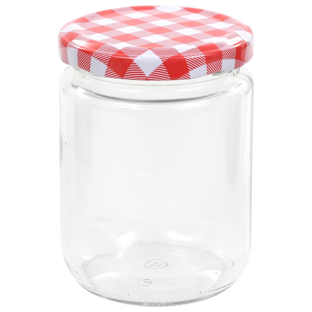 48 db 230 ml-es befőttesüveg piros-fehér tetővel 48 db 230 ml-es befőttesüveg piros-fehér tetővel