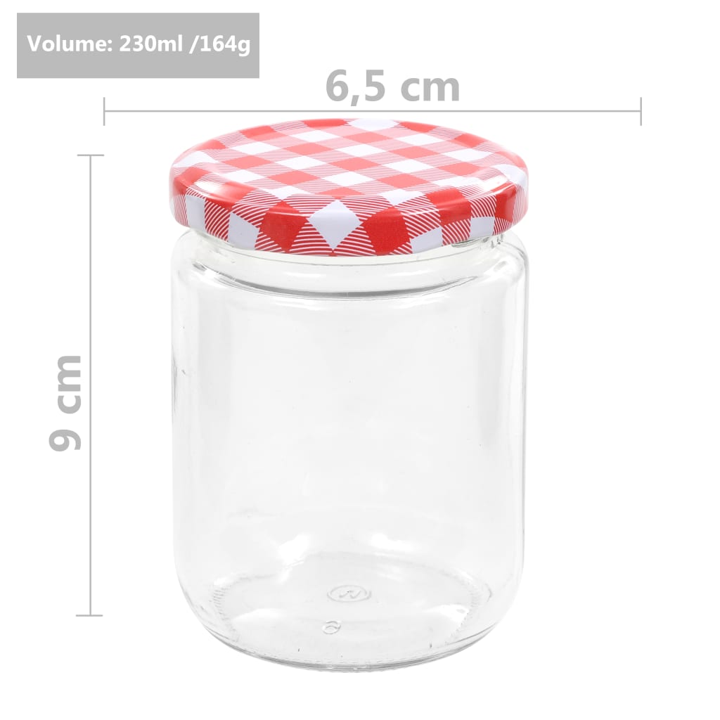 48 db 230 ml-es befőttesüveg piros-fehér tetővel 48 db 230 ml-es befőttesüveg piros-fehér tetővel