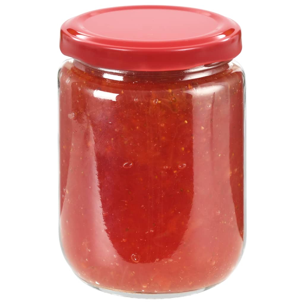 48 db 230 ml-es befőttesüveg piros tetővel 48 db 230 ml-es befőttesüveg piros tetővel