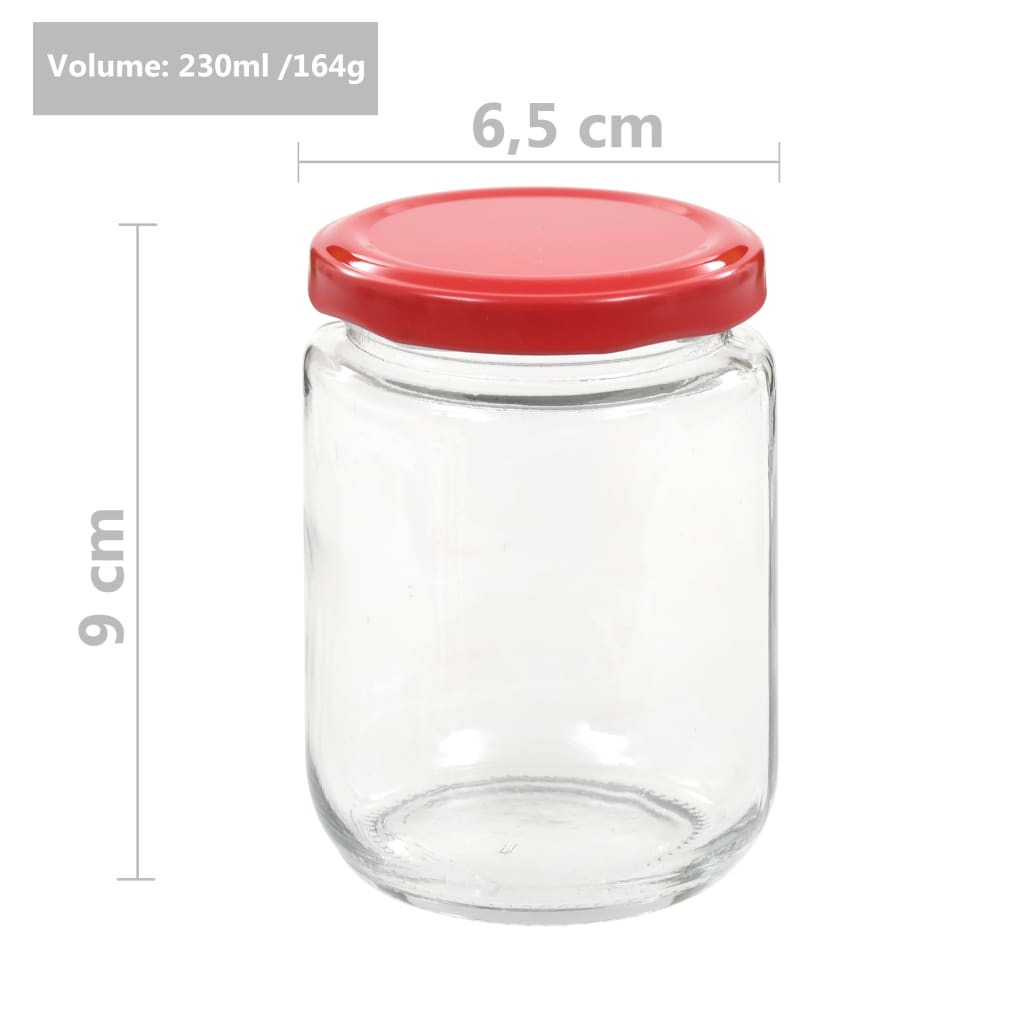48 db 230 ml-es befőttesüveg piros tetővel 48 db 230 ml-es befőttesüveg piros tetővel