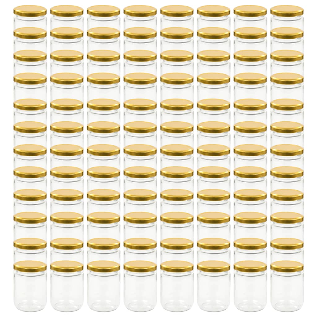 96 db 230 ml-es befőttesüveg aranyszínű tetővel