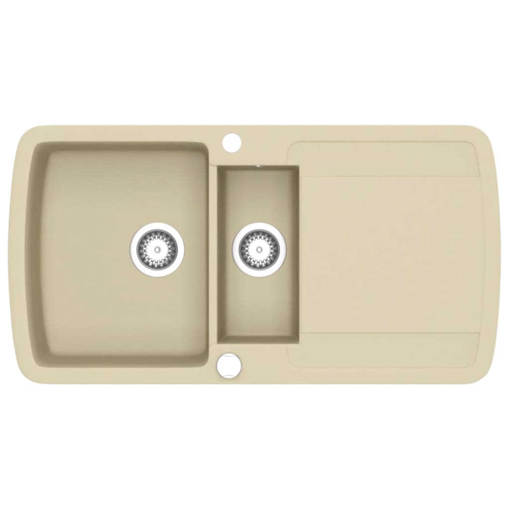 Bézsszínű, kétmedencés gránit mosogatótálca