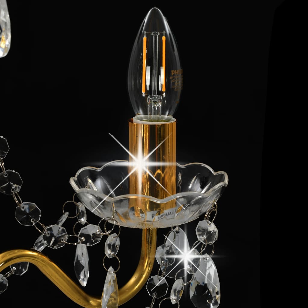 Aranyszínű kerek csillár gyöngyökkel 3 x e14