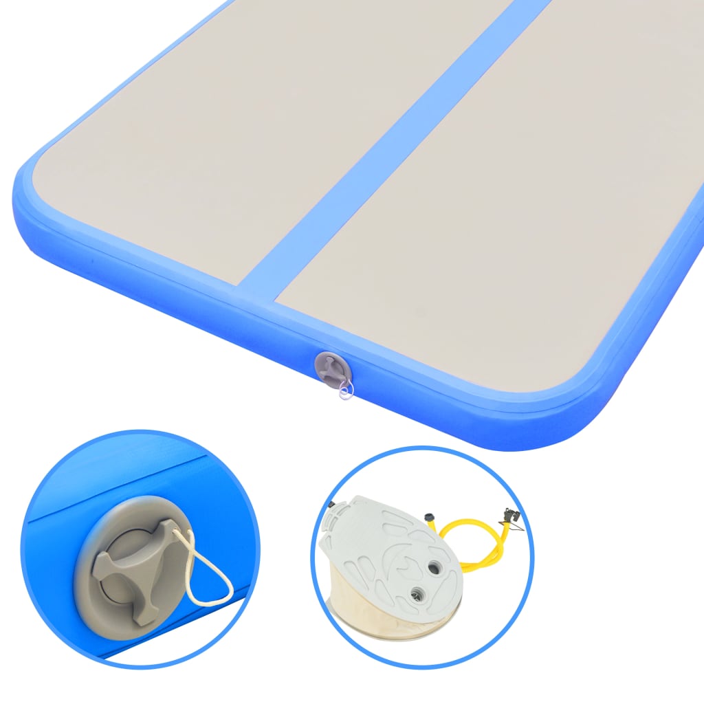 Kék pvc felfújható tornaszőnyeg pumpával 500 x 100 x 10 cm