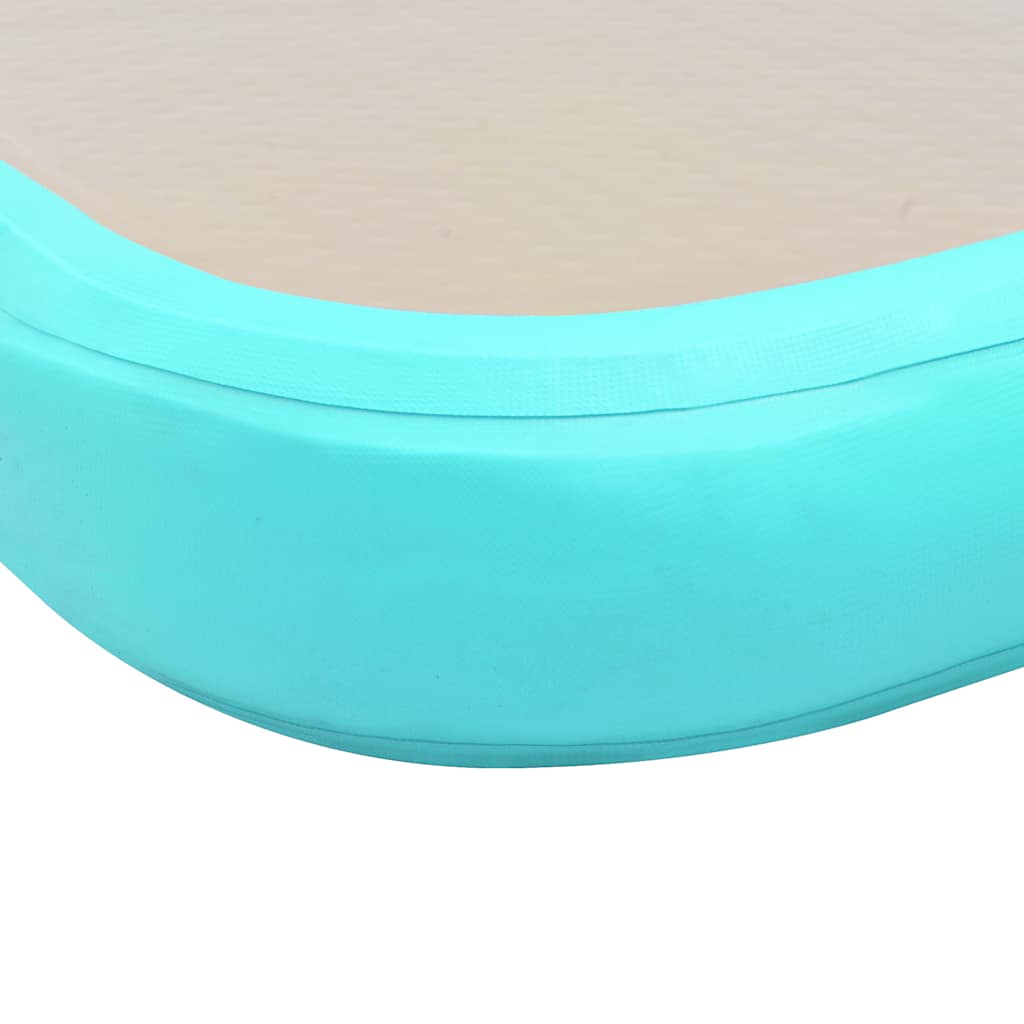 Zöld pvc felfújható tornaszőnyeg pumpával 600 x 100 x 10 cm