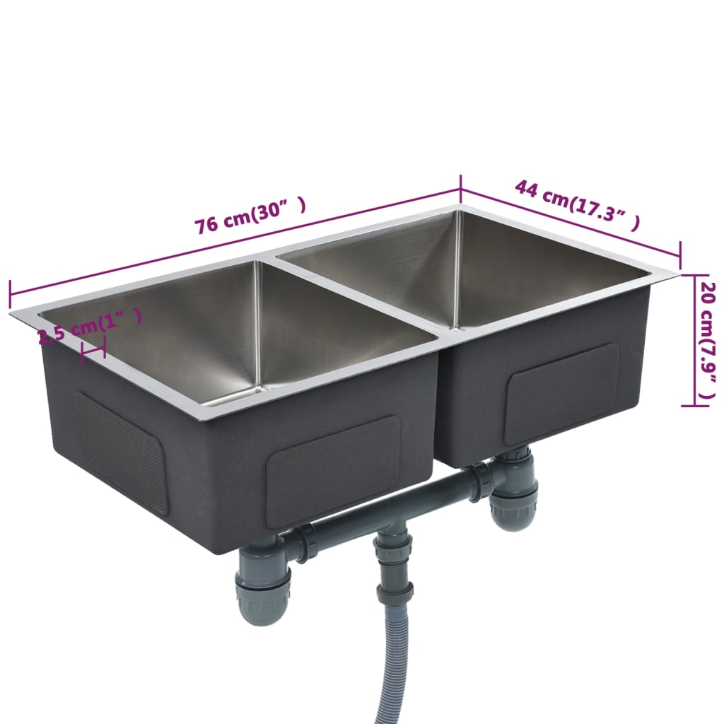 Kézzel készített rozsdamentes acél konyhai mosogató