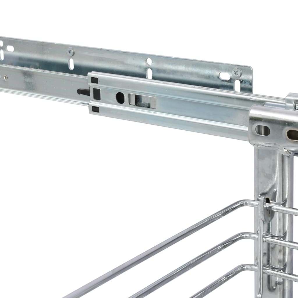 Ezüstszínű háromszintes kihúzható konyhai drótkosár 47x25x56 cm