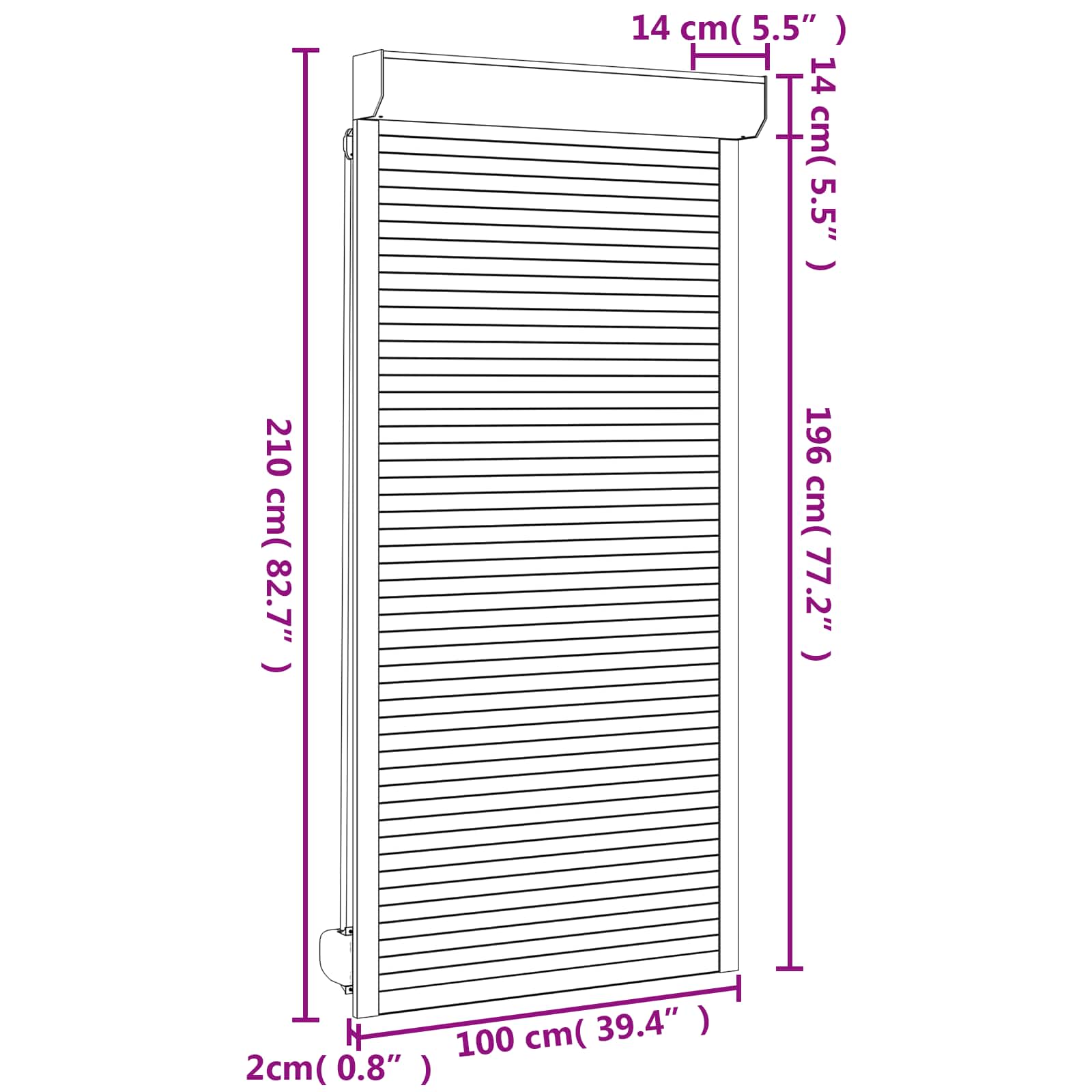 Roló fehér 100 x 210 cm alumínium és poliuretán