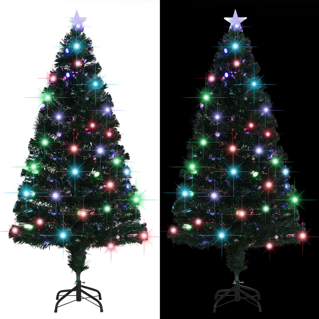 Száloptikás megvilágított karácsonyfa állvánnyal és led-es 150 cm