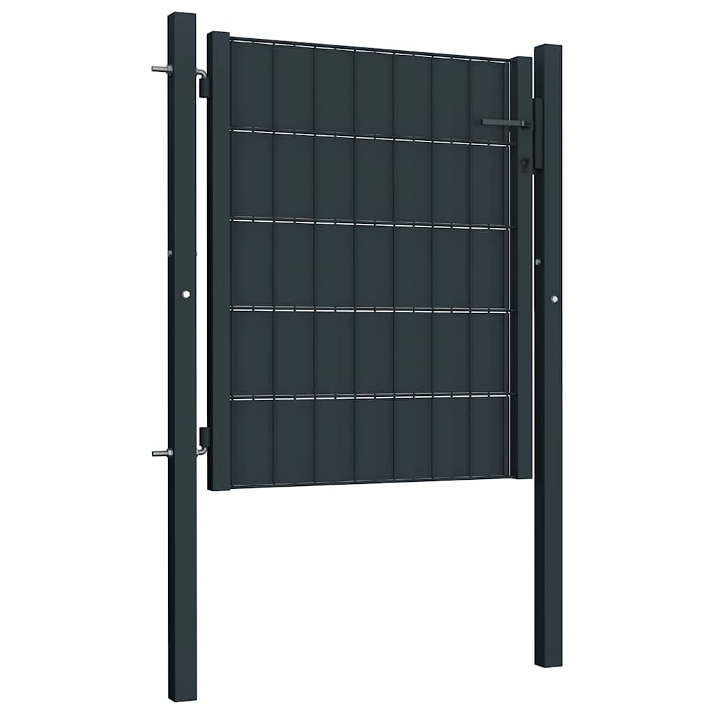 Antracit pvc és acél kerítéskapu 100 x 81 cm