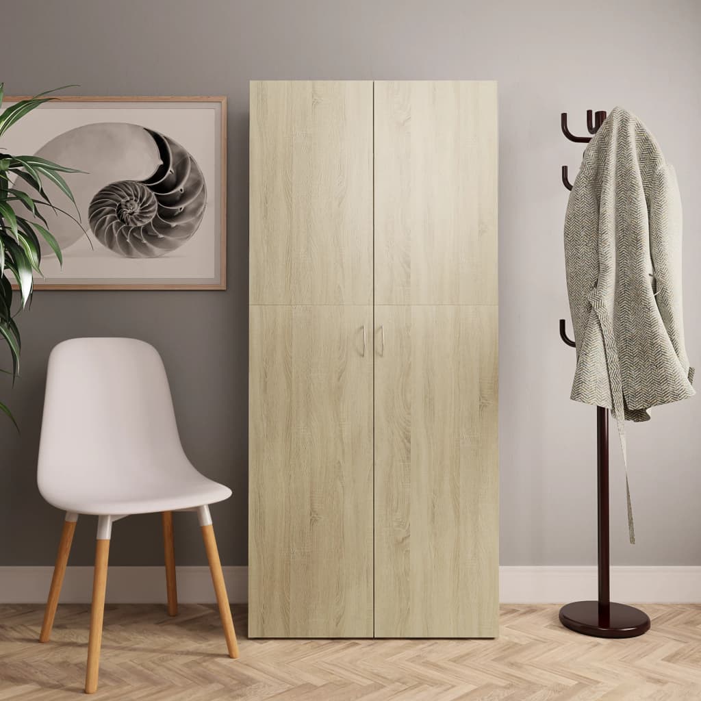 Sonoma tölgy színű szerelt fa cipőszekrény 80 x 35,5 x 180 cm