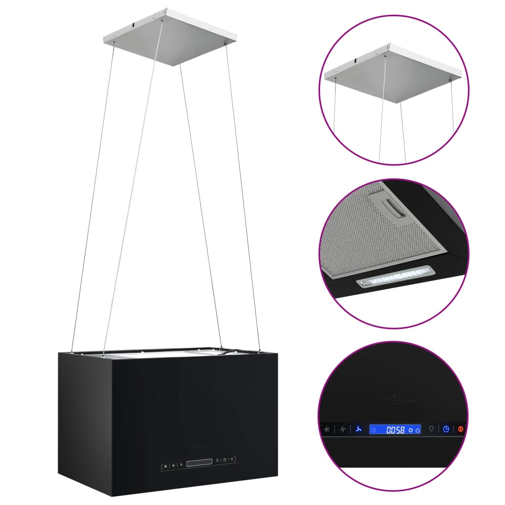 Porszórt acél lcd érintőképernyős sziget páraelszívó 55 cm