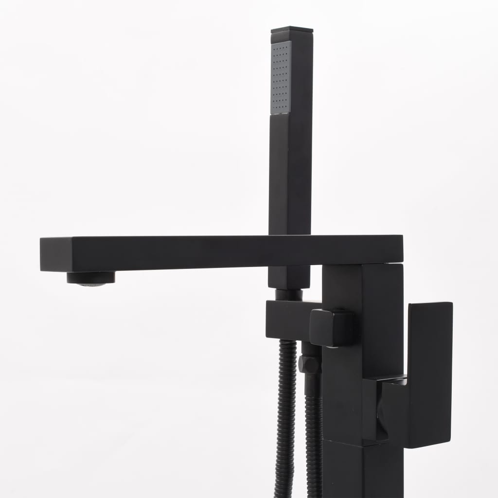 Fekete szabadon álló rozsdamentes acél kádtöltő csaptelep 90 cm Fekete szabadon álló rozsdamentes acél kádtöltő csaptelep 90 cm