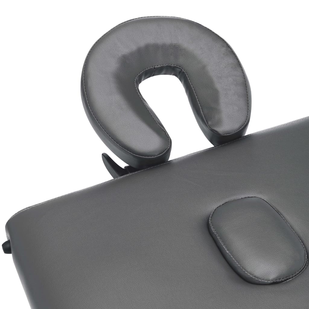 3 zónás antracitszürke masszázsasztal fa vázzal 186 x 68 cm