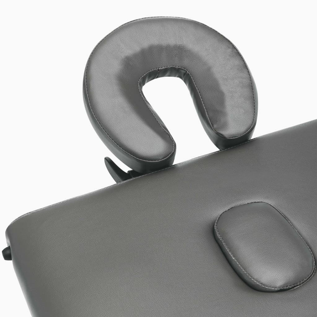 4 zónás antracitszürke masszázsasztal fa vázzal 186 x 68 cm