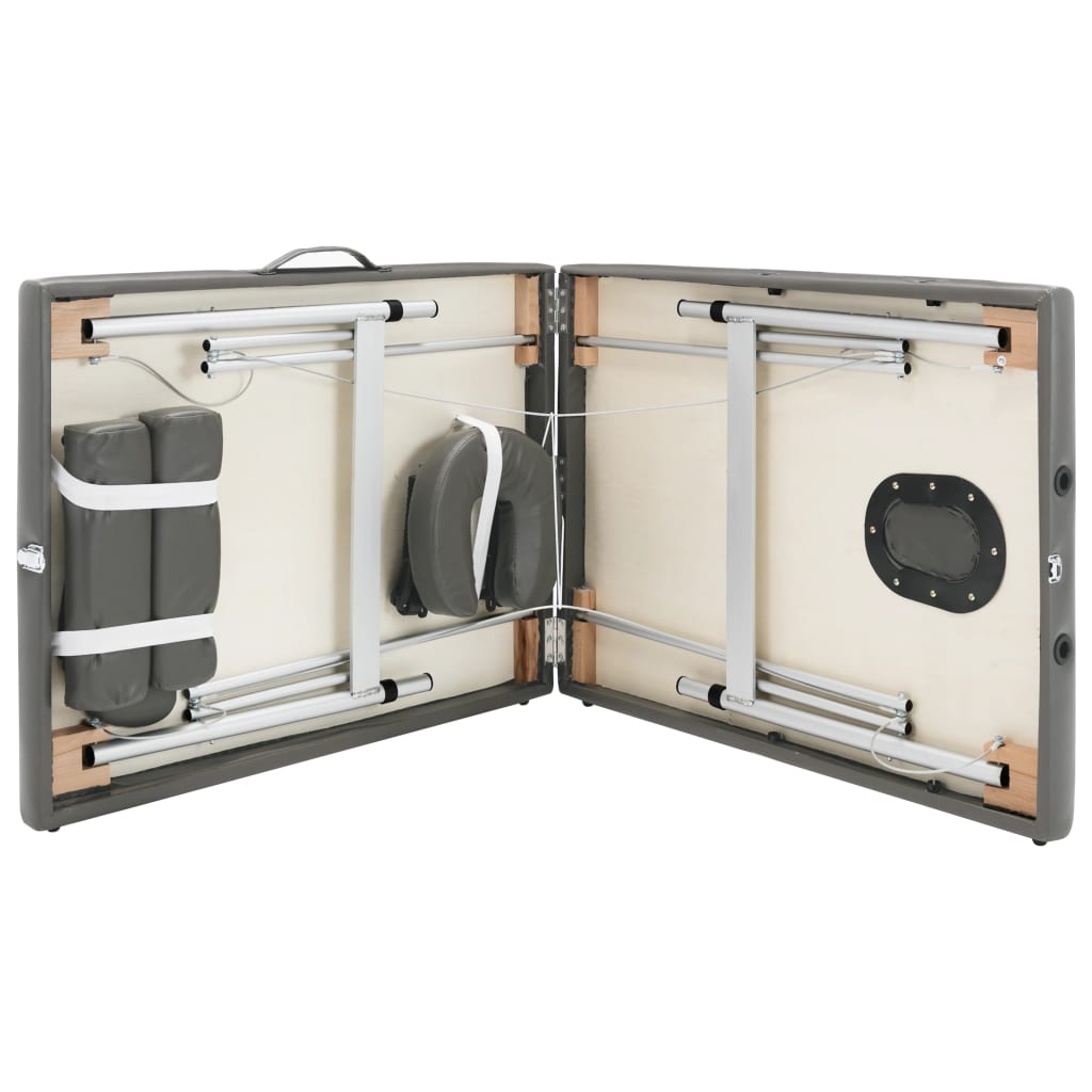 2 zónás antracit masszázsasztal alumíniumvázzal 186 x 68 cm