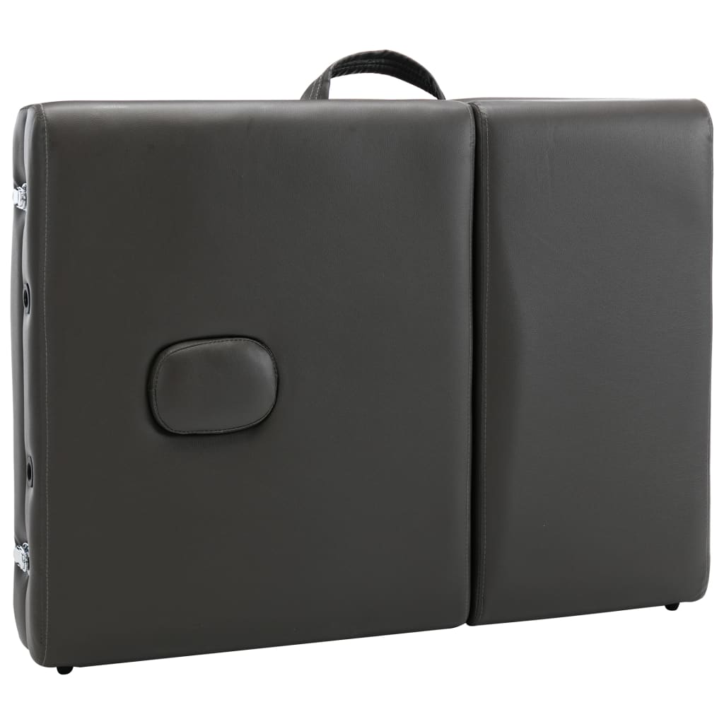 Antracitszürke 4 zónás masszázsasztal alumíniumvázzal 186x68 cm