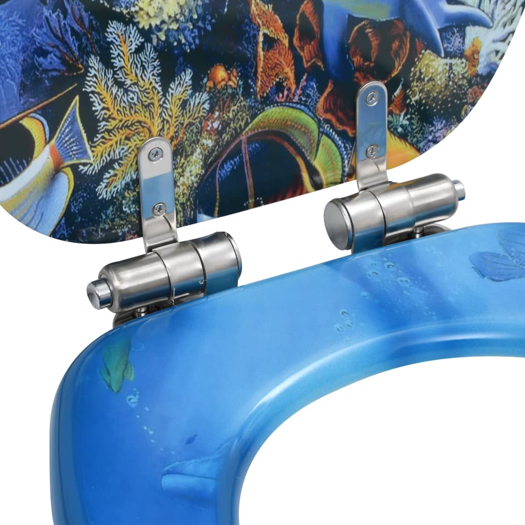 2 db delfinmintás mdf wc-ülőke lassan csukódó fedéllel