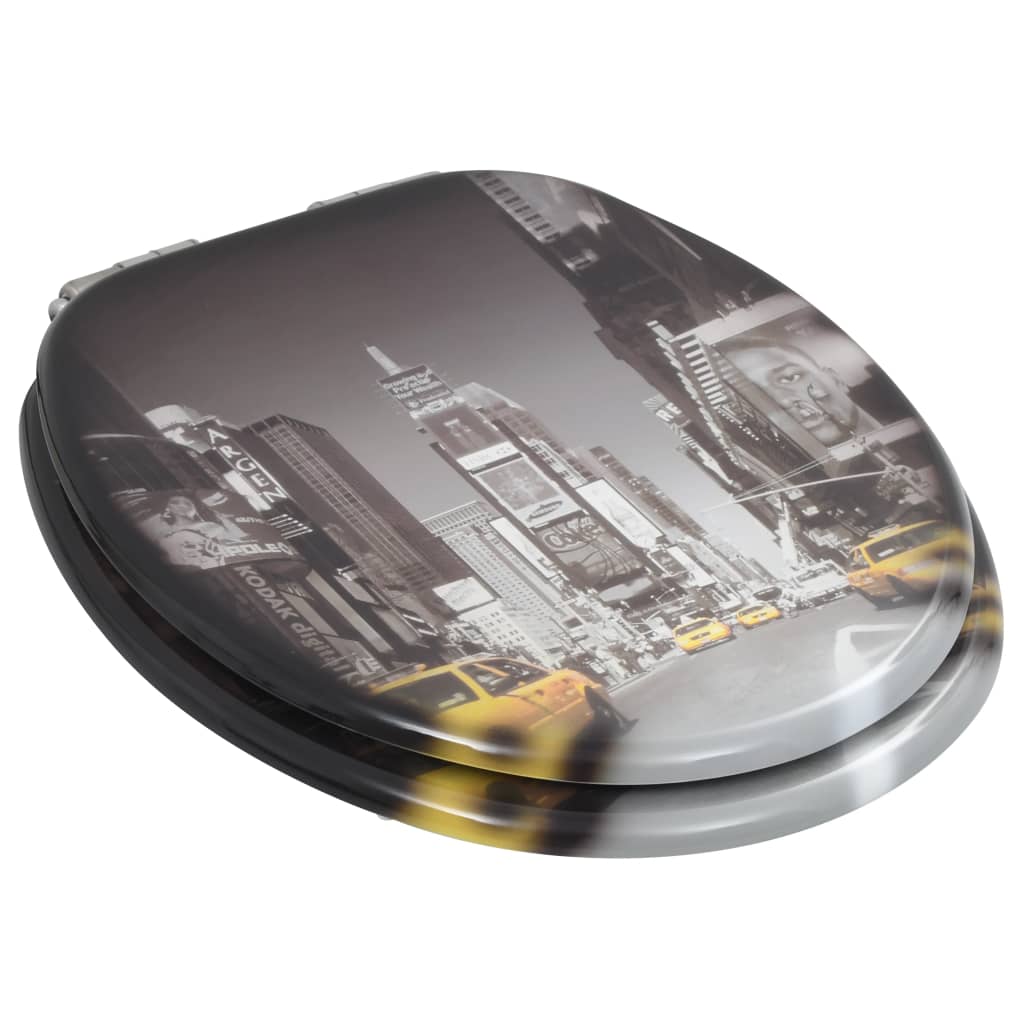 2 db new york mintás mdf wc-ülőke lassan csukódó fedéllel