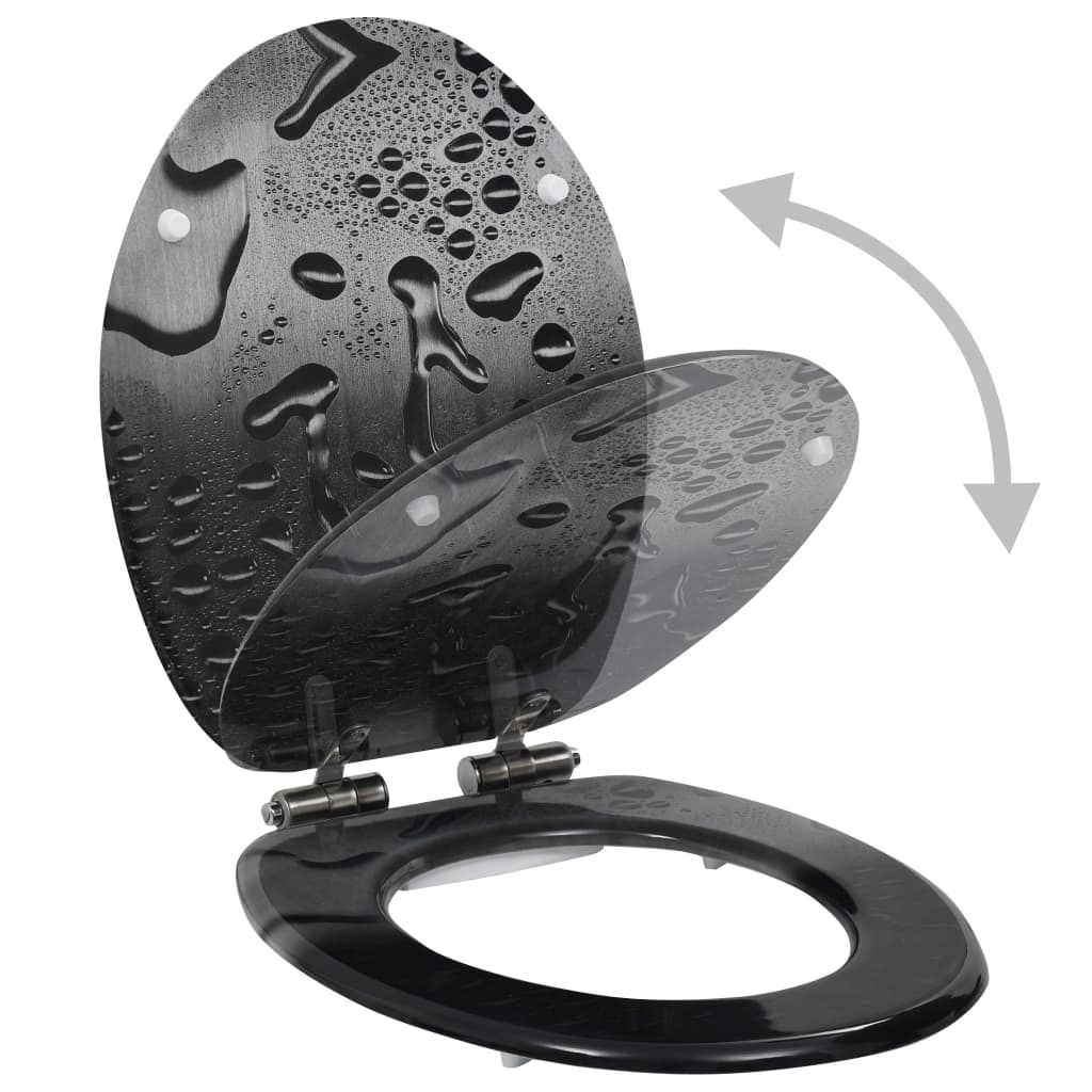 2 db vízcsepp mintás mdf wc-ülőke lassan csukódó fedéllel