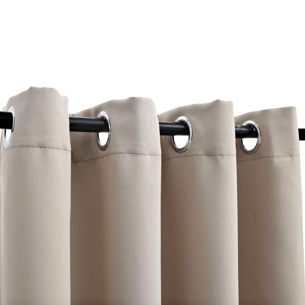 2 db bézs sötétítőfüggöny fémgyűrűkkel 140 x 175 cm