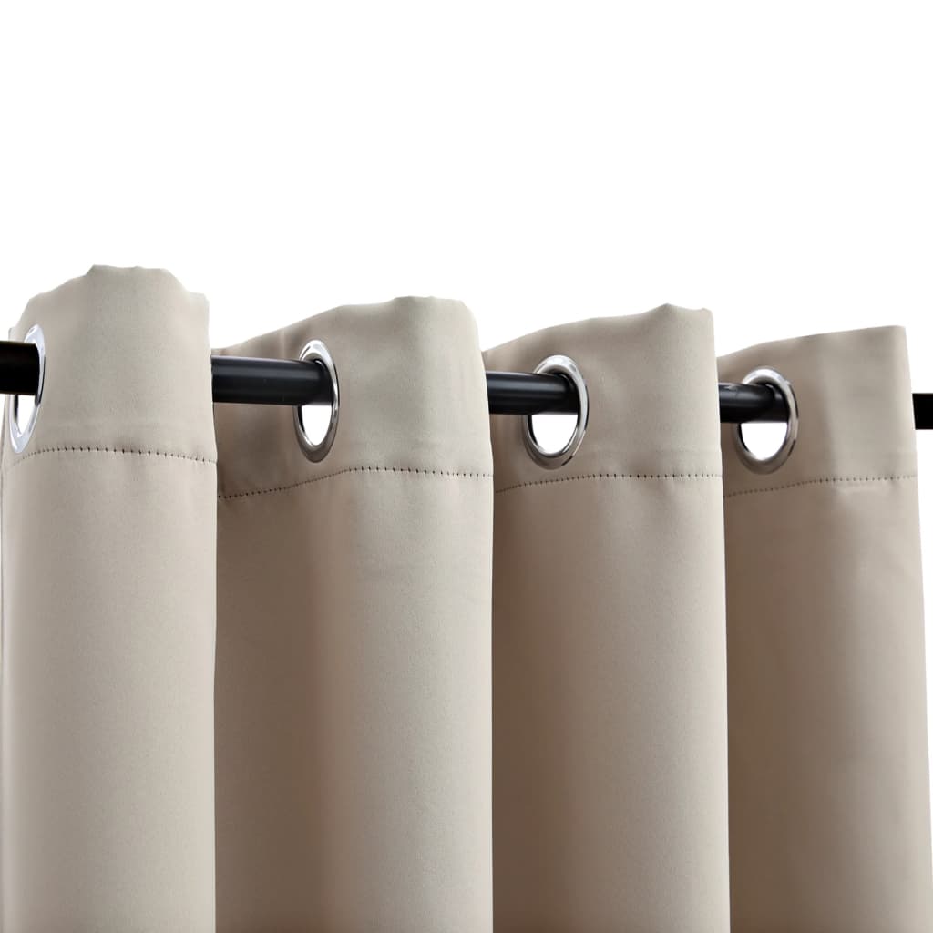 2 db bézs sötétítőfüggöny fémgyűrűkkel 140 x 225 cm