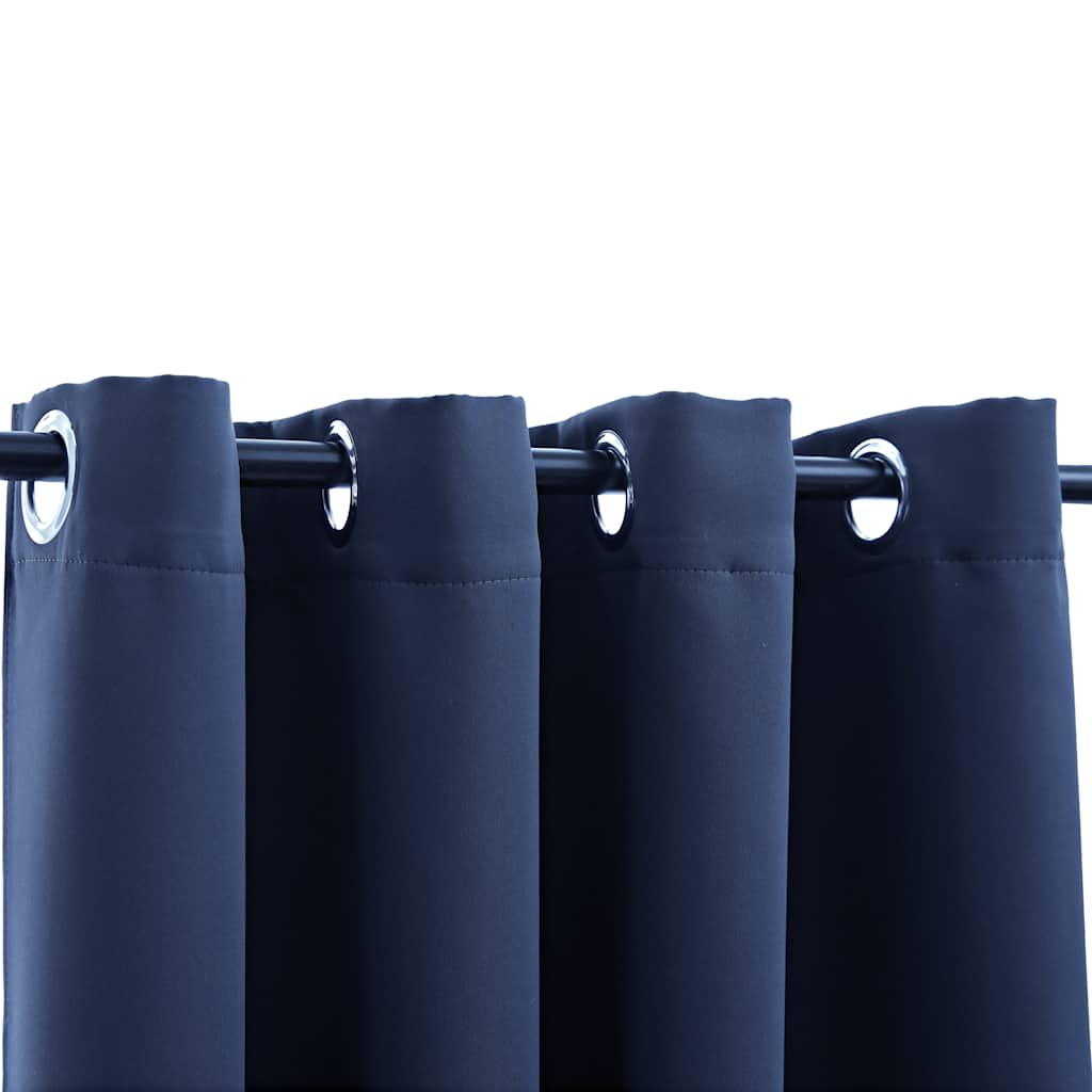 2 db kék sötétítőfüggöny fémgyűrűkkel 140 x 245 cm