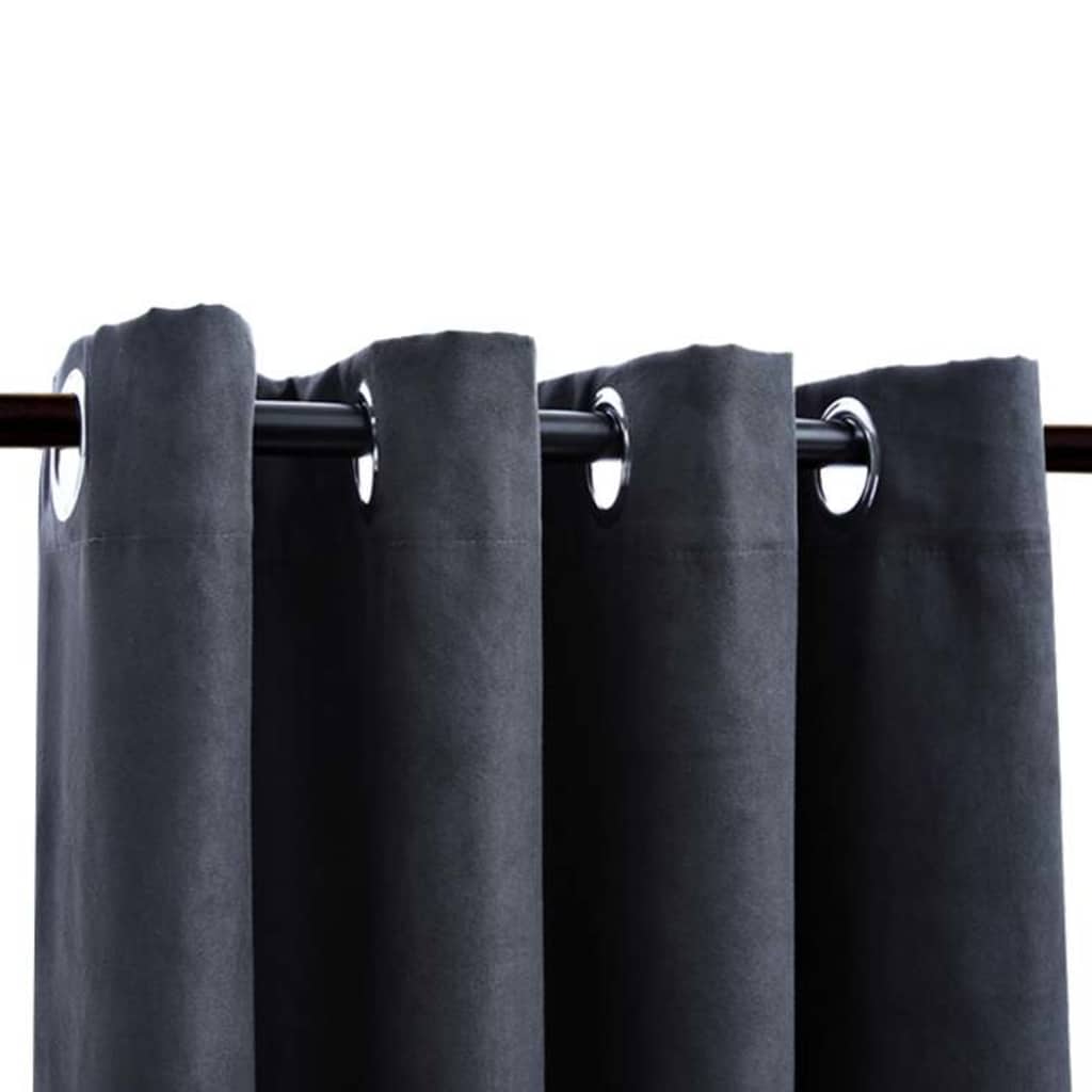 2 db antracitszürke sötétítőfüggöny fémgyűrűkkel 140 x 175 cm