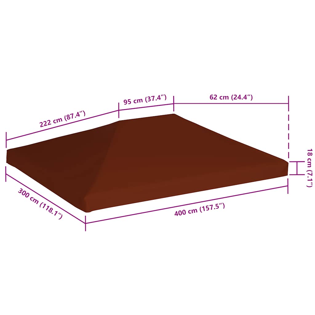 Terrakotta pavilon tetőponyva 310 g/m² 3 x 4 m