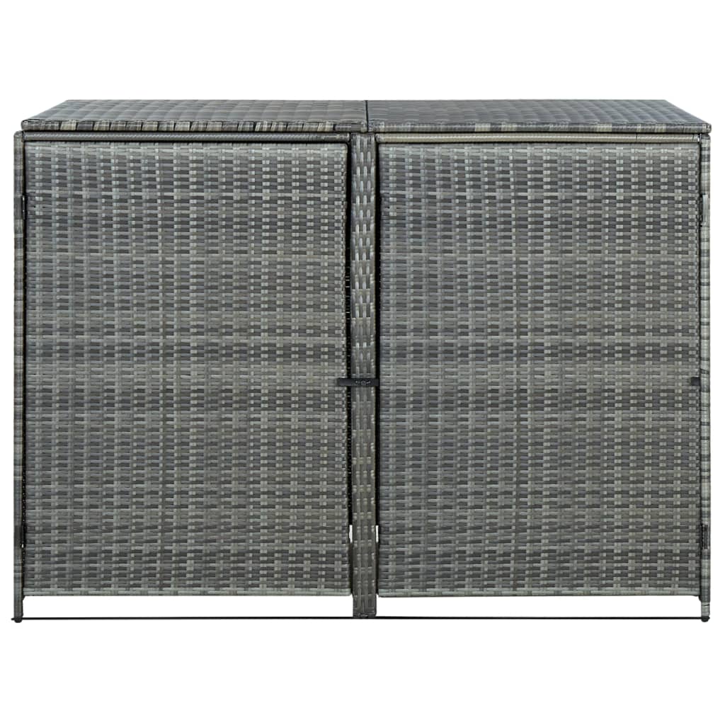 Antracit polyrattan dupla tároló gurulós kukához 148x77x111 cm