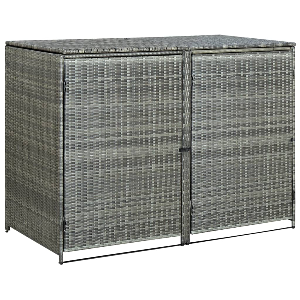 Antracit polyrattan dupla tároló gurulós kukához 148x77x111 cm