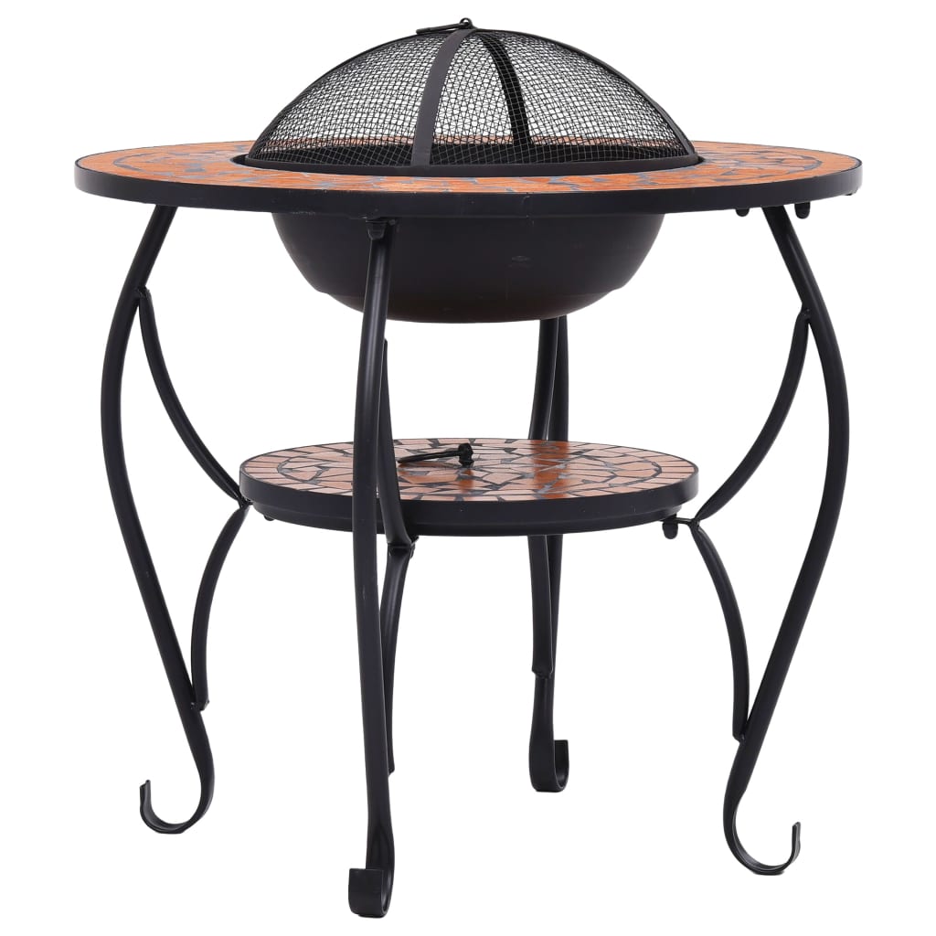 Terrakotta kerámia mozaik tűztál asztallal 68 cm