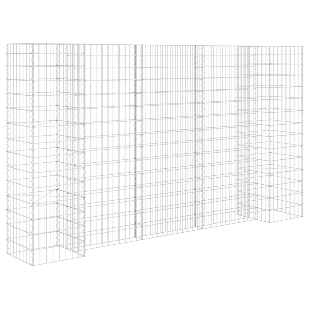 H alakú acéldrót virágtartó gabion 260 x 40 x 150 cm