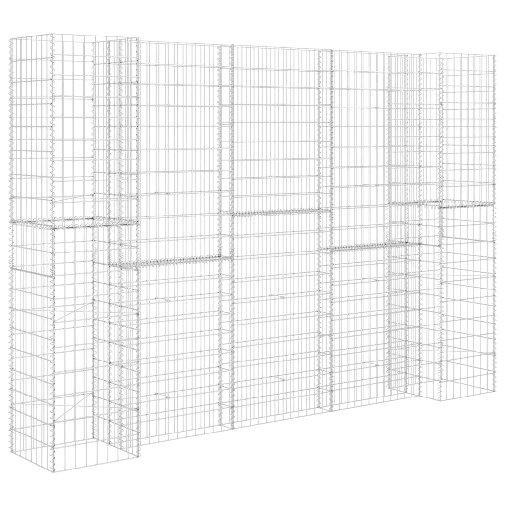 H alakú acéldrót virágtartó gabion 260 x 40 x 180 cm
