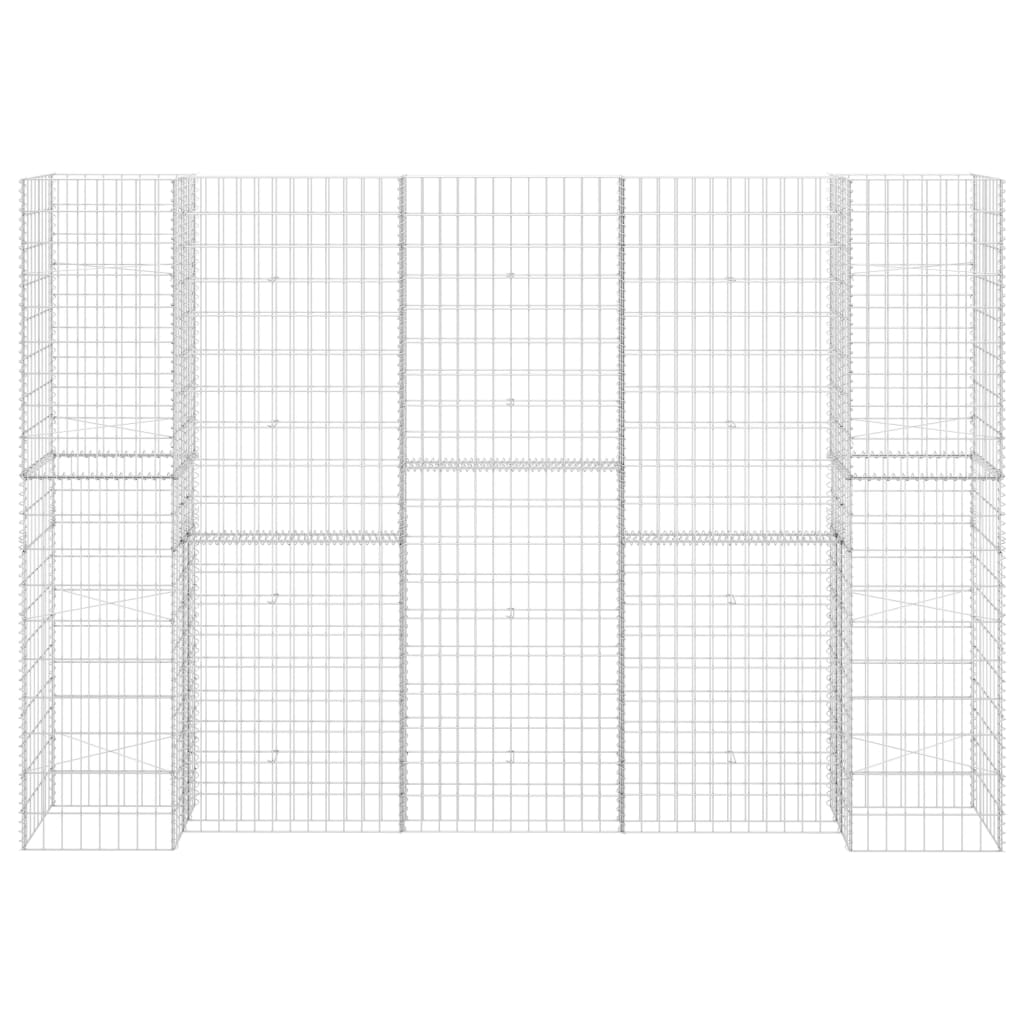 H alakú acéldrót virágtartó gabion 260 x 40 x 180 cm