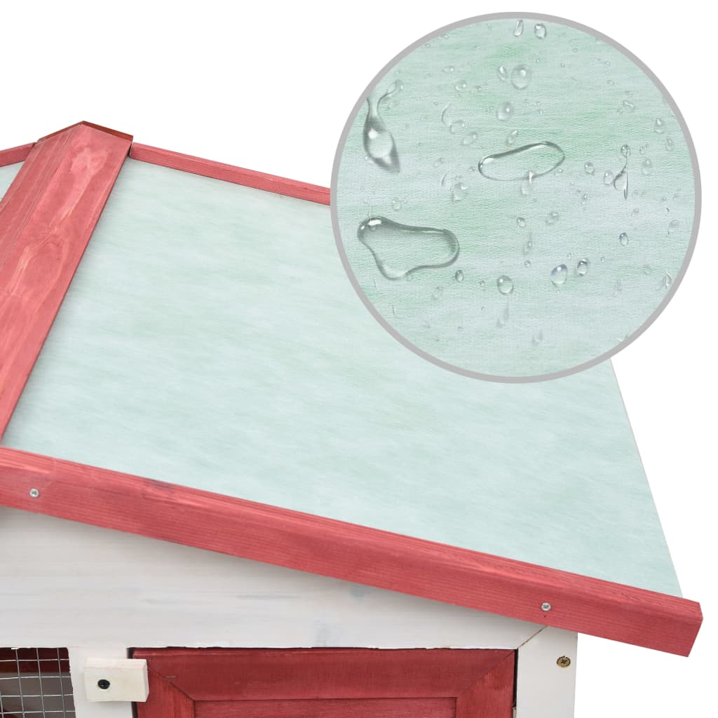 Háromajtós piros fa kültéri nyúlketrec