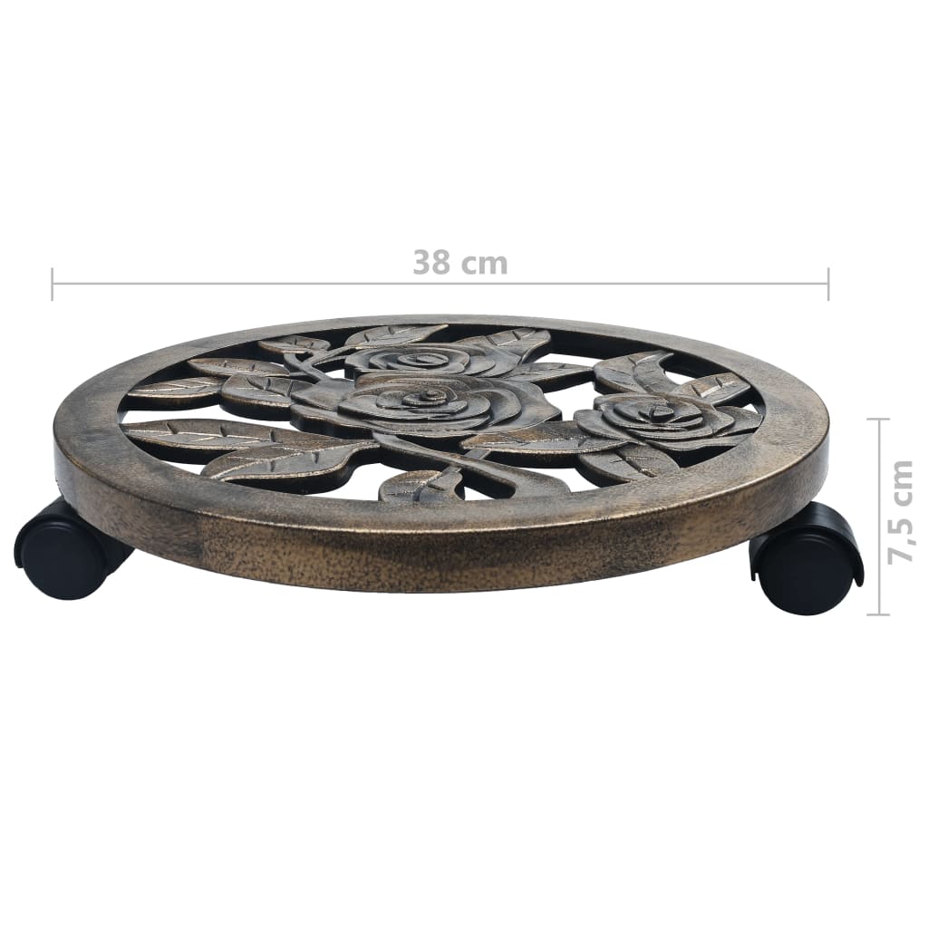 6 db bronzszínű gurulós műanyag virágtartó 38 cm