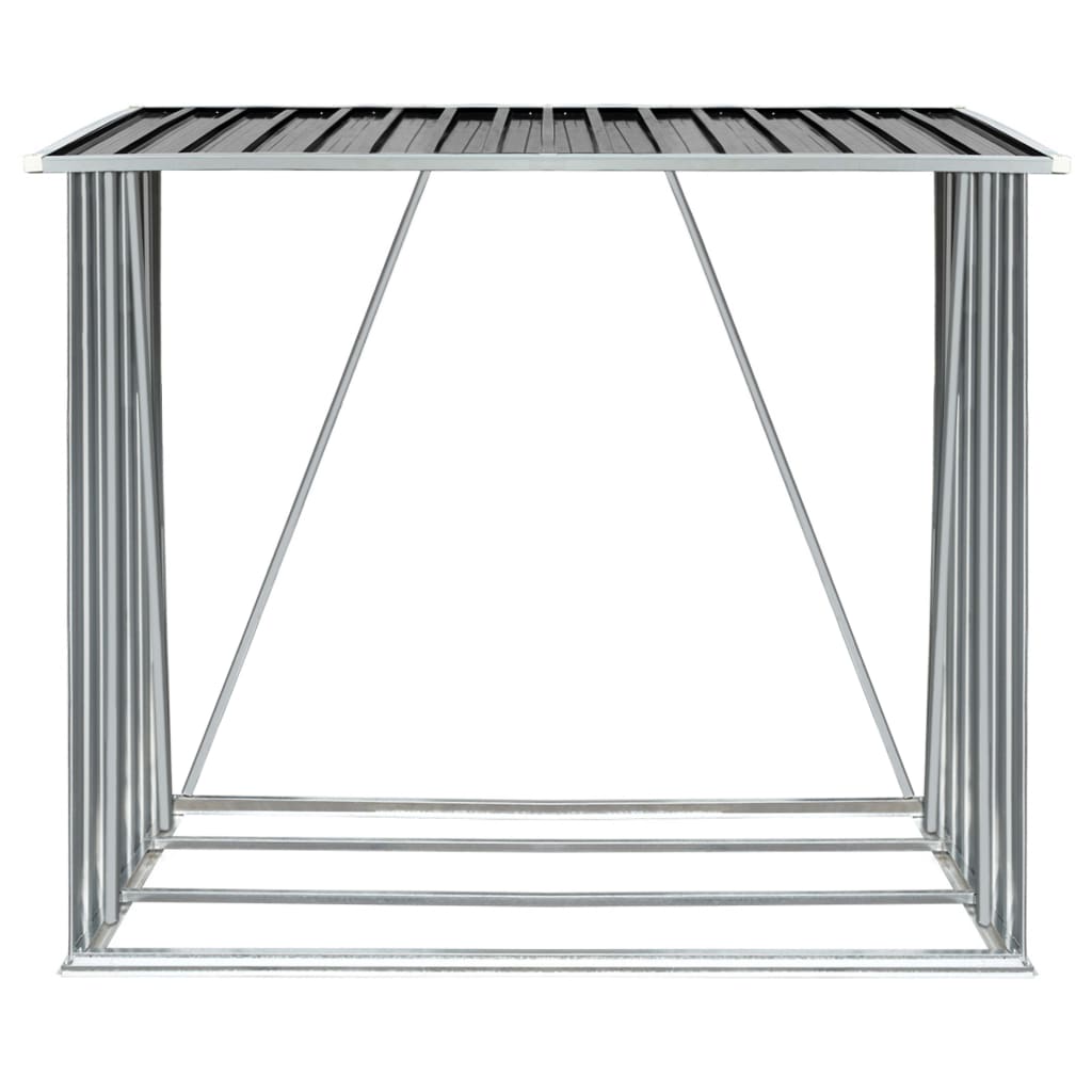 Antracit horganyzott acél kerti tűzifatároló 163 x 83 x 154 cm