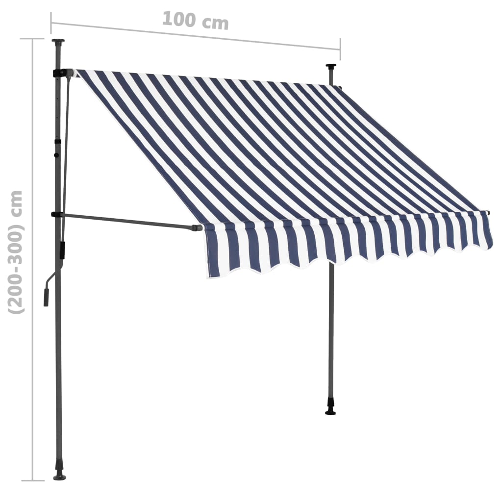 Kék és fehér kézzel feltekerhető led-es napellenző 100 cm Kék és fehér kézzel feltekerhető led-es napellenző 100 cm