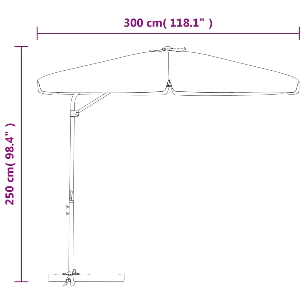 Zöld kültéri napernyő acélrúddal 300 cm