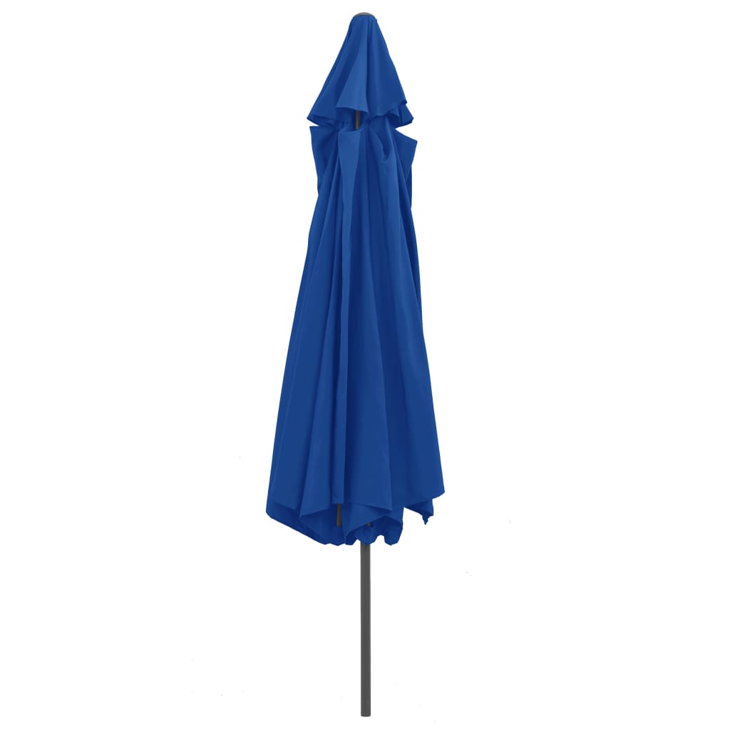 Azúrkék kültéri napernyő fémrúddal 390 cm
