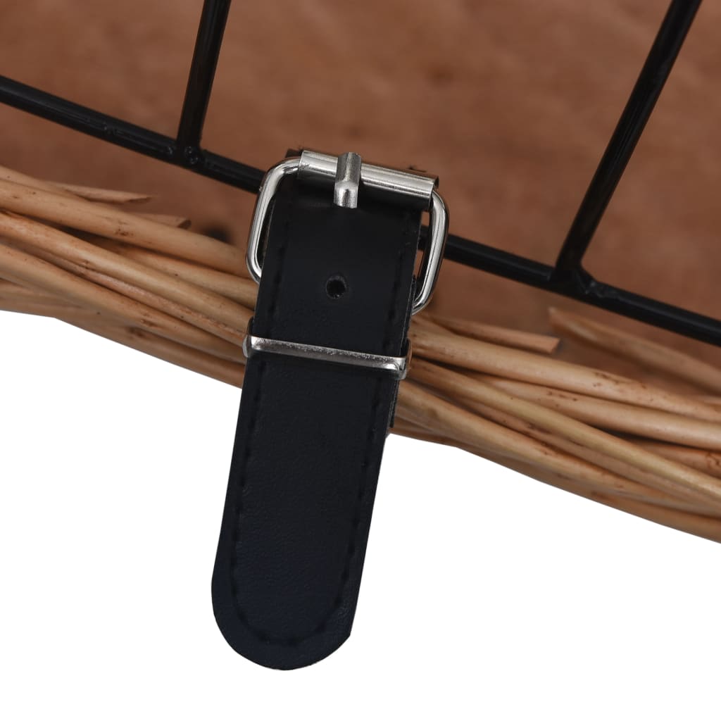 Természetes fűzfa elülső kerékpárkosár fedéllel 50 x 45 x 35 cm