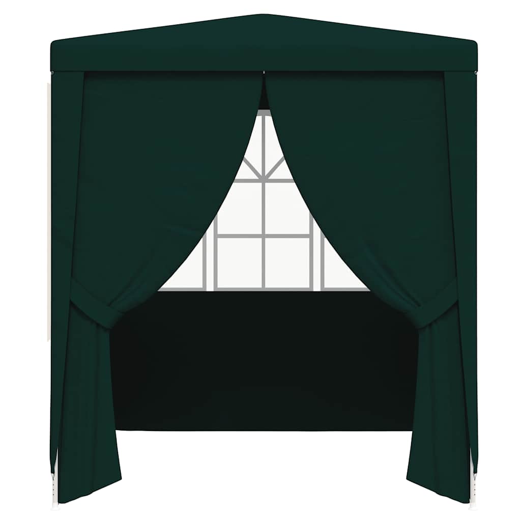 Zöld rendezvénysátor oldalfalakkal 2,5 x 2,5 m 90 g/m²