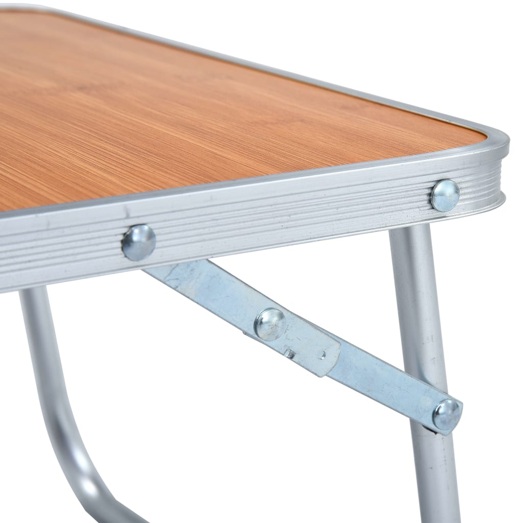 Összecsukható barna alumínium kempingasztal 60 x 40 cm