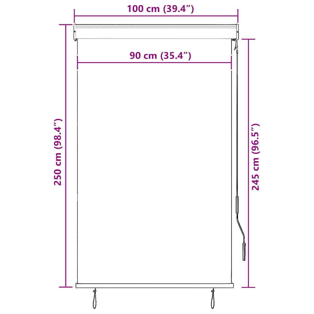 Antracitszürke kültéri roló 100 x 250 cm