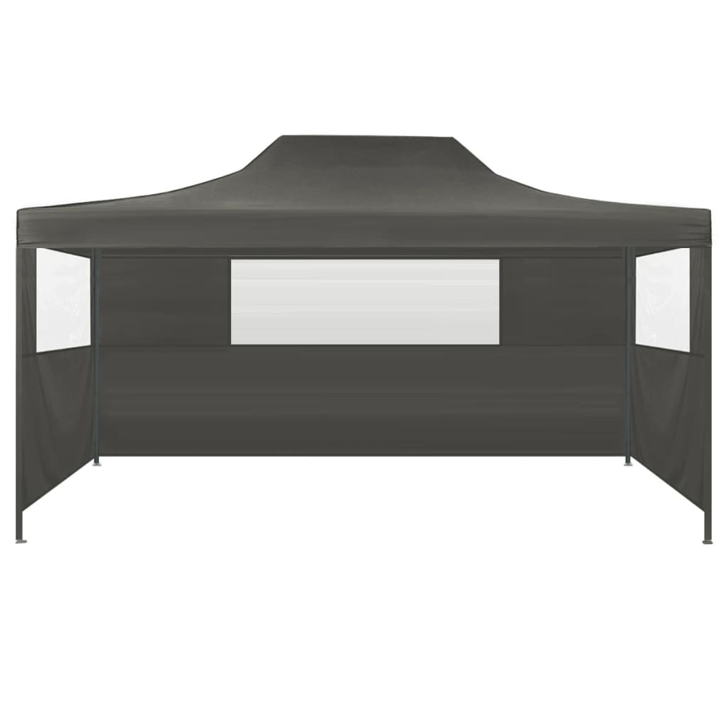 Antracitszürke összecsukható rendezvénysátor 3 oldalfallal 3x4m